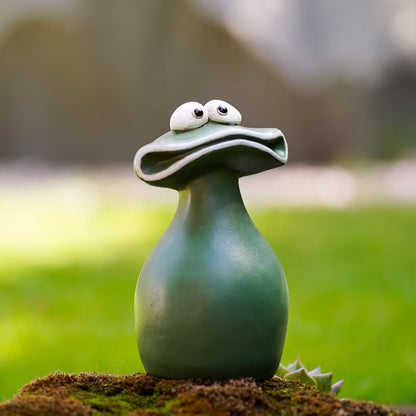 Cute-ugly Big Mouth Frog Figurine, Healing Resin Desktop Decoration, Garden Balcony Landscape Set