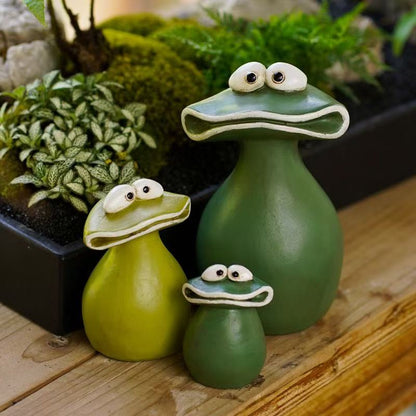 Cute-ugly Big Mouth Frog Figurine, Healing Resin Desktop Decoration, Garden Balcony Landscape Set