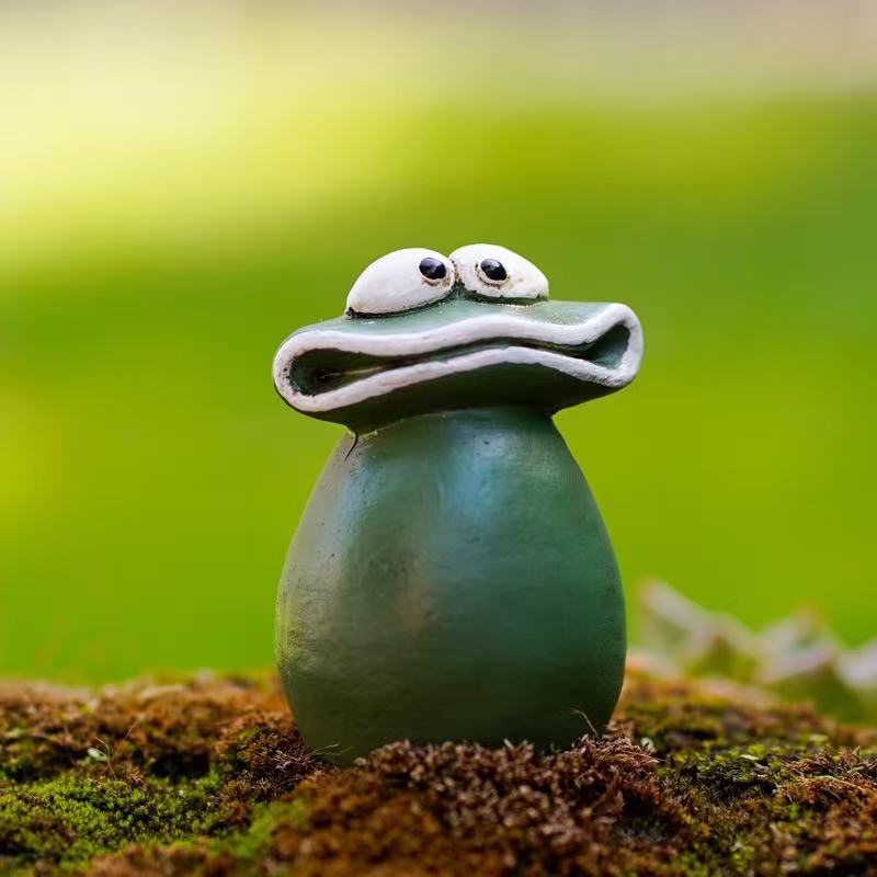 Cute-ugly Big Mouth Frog Figurine, Healing Resin Desktop Decoration, Garden Balcony Landscape Set