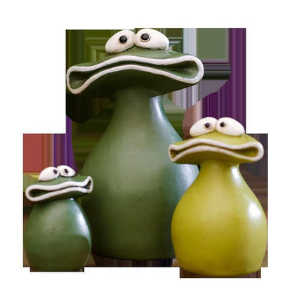 Cute-ugly Big Mouth Frog Figurine, Healing Resin Desktop Decoration, Garden Balcony Landscape Set